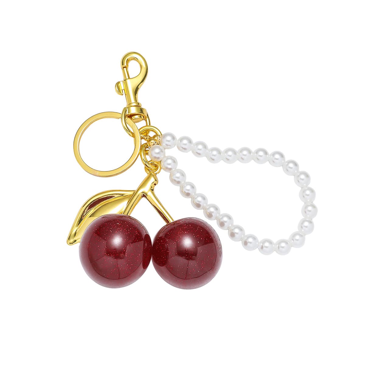 New Personalized Resin Cherry Pearl Keychain Pendant