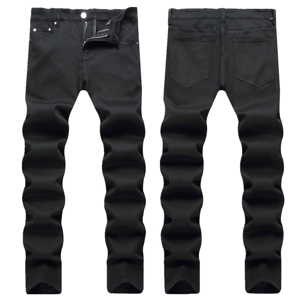 Men's Jeans Personalized Elastic Trendy Slim Fit Small Feet Mid-Waist Pants For Men