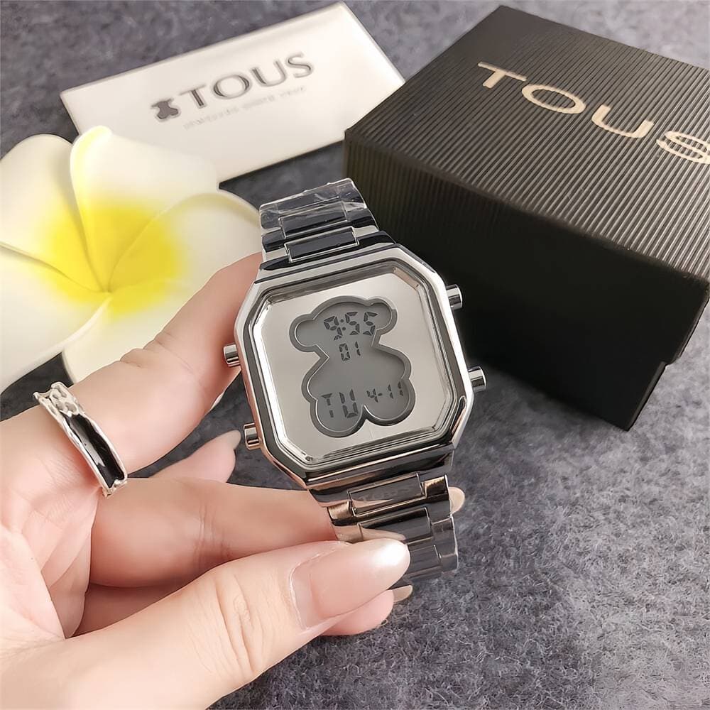 Square LED Luminous Digital Electronic Watch Logo Clock Women's Watch Stainless Steel Watch Female