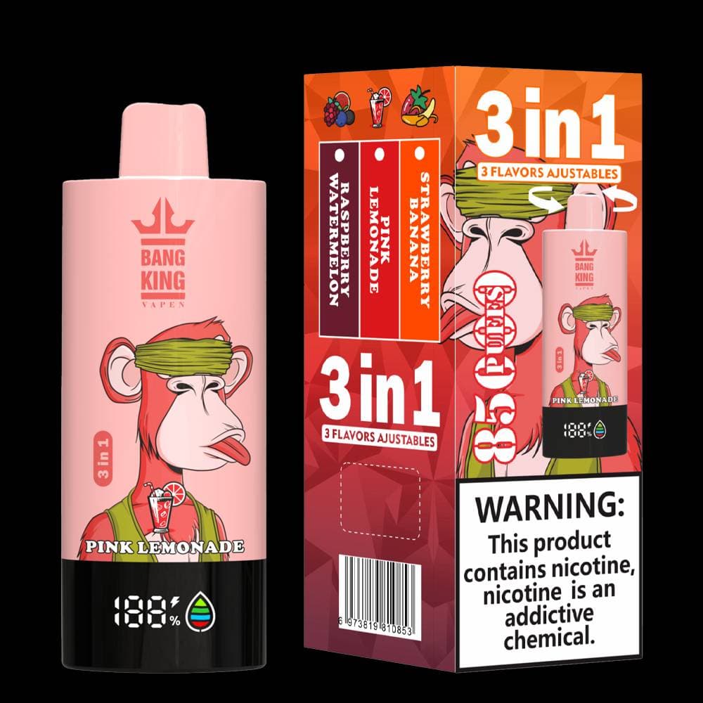 BangKing 85000 Vape jetable Puff 85k 3 en 1 avec écran LCD (lot de 3)