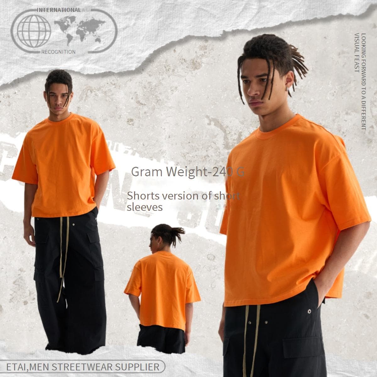 Men's Oversized Drop Shoulder T-Shirt – 240GSM Heavyweight Cotton, Box Fit, Streetwear Essential (XS-XXXL, Plain Color, Crew Neck)