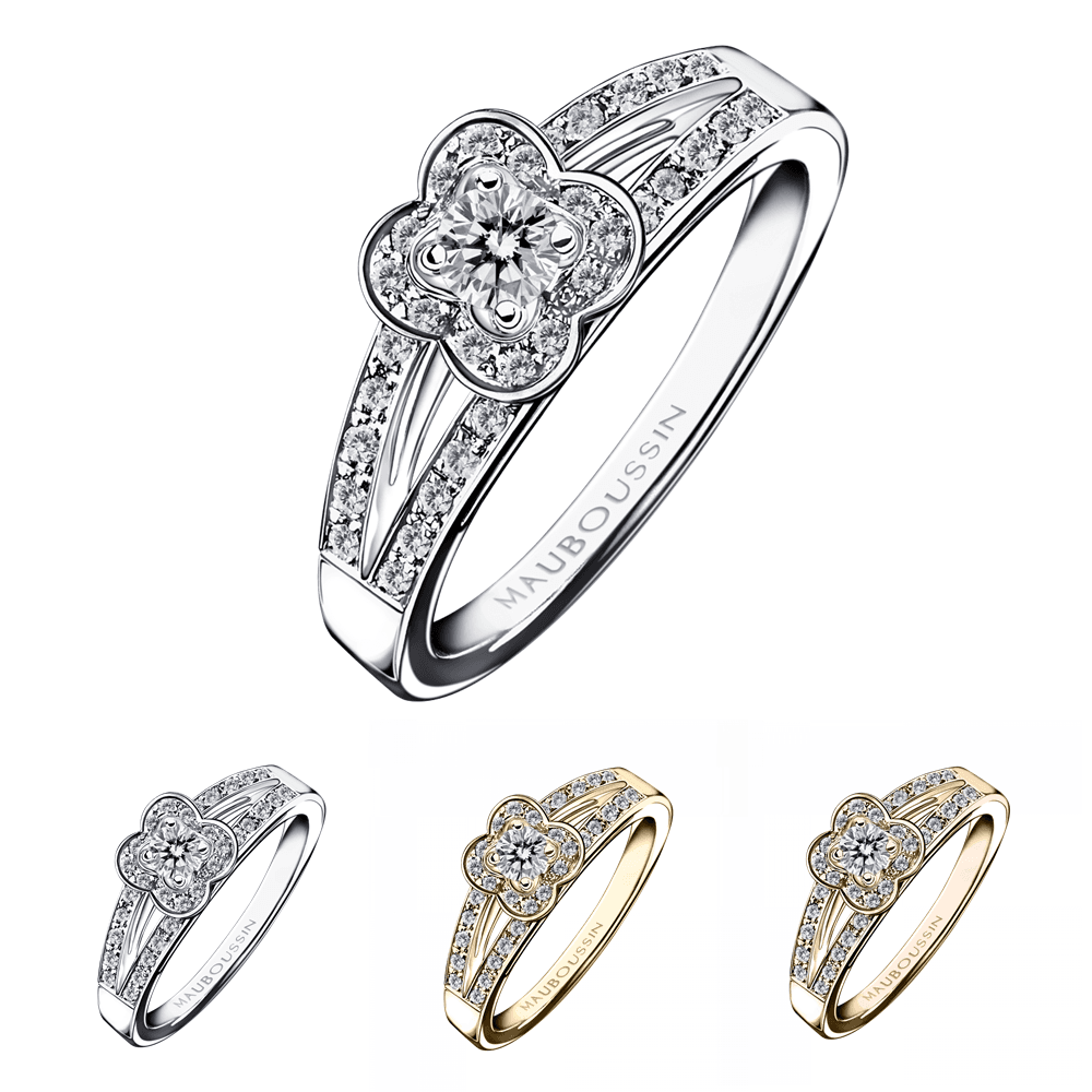 New Arrival Lucky Clover Ring For Women 925 Sterling Silver Cubic Zirconia Double Row Halo Ring Engagement Daily Wear Jewelry