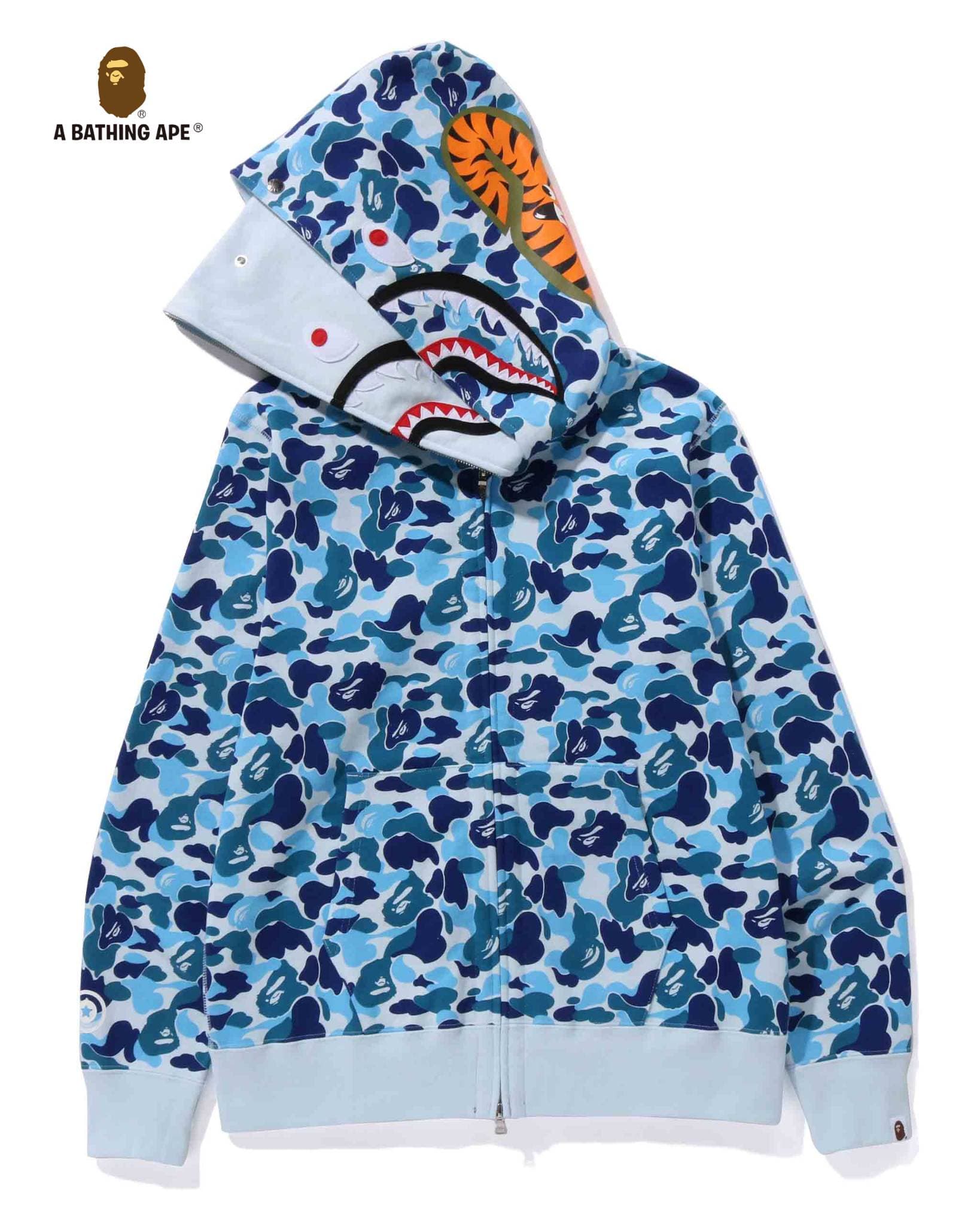 A BATHING APE ABC Camo Shark Full Zipper Double Layer Hoodie High Quality Pure Cotton Version SHARK FULL ZIP HOODIE MENS AND WOMEN