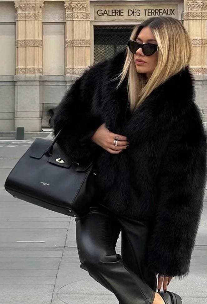 Fur Jacket Women's Fashion Elegant Fox Fur Coat Short Cropped Casual Streetwear With Pockets (Multiple Colors)​​