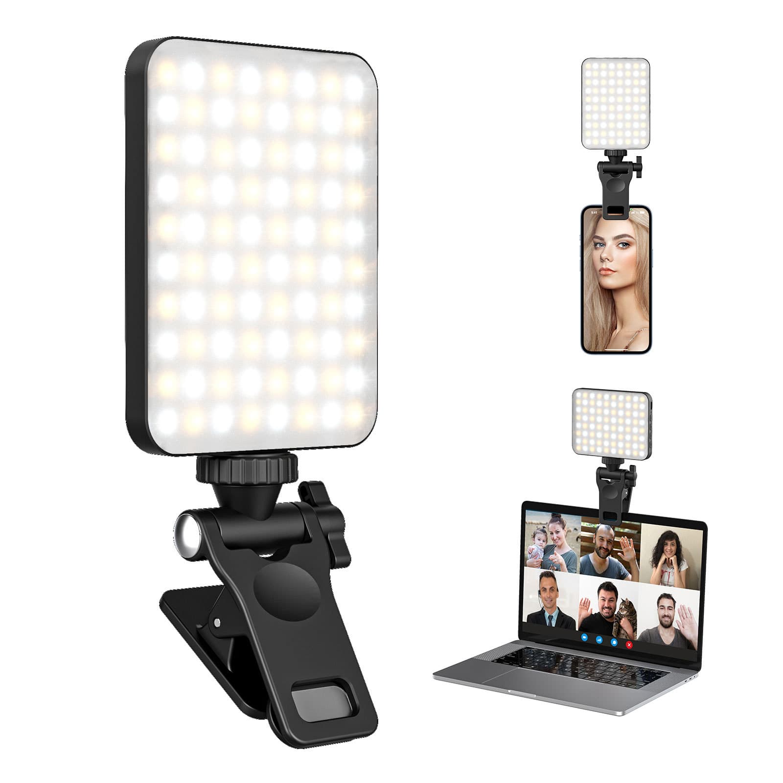 Video Conference Fill Lamp Clip-on Phone Selfie Light Makeup Zoom Live Broadsword For IPad Book Tablet Computer