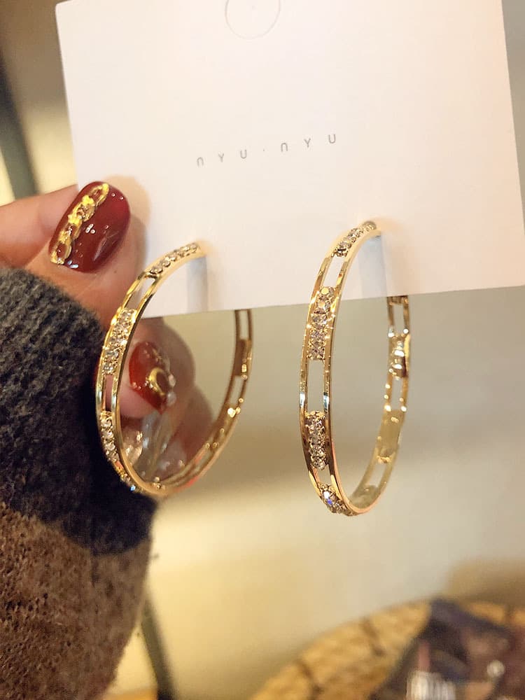 Big Size Hoop Earrings Brincos Trendy Party Exaggerated Gold Silver Round Circle Earrings for Women Jewelry