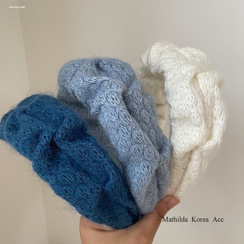 High skull top Klein blue plus wool Women's French accessories hair headband hoop