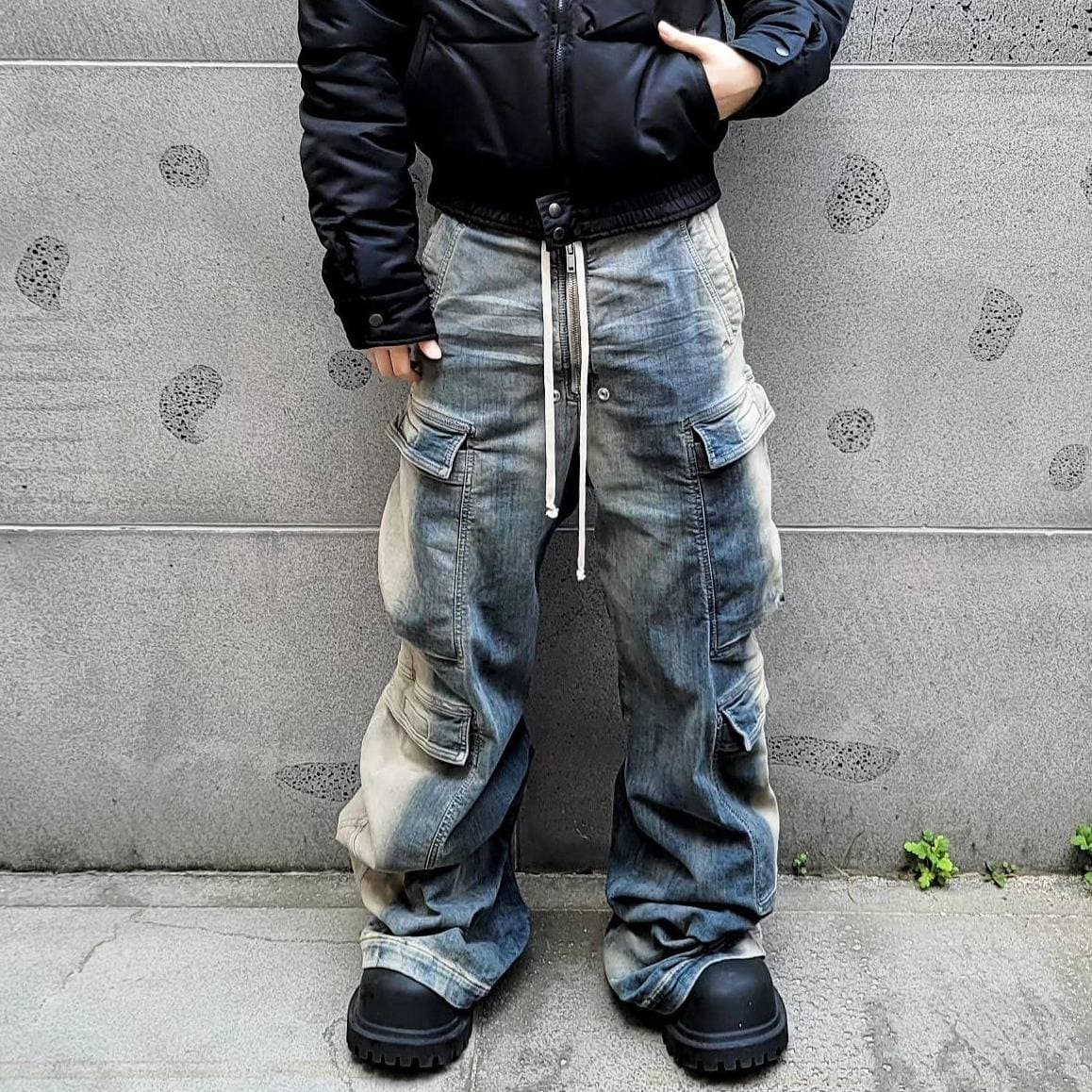 Streetwear Washed Distressed Jeans - Oversized Cargo Pants With Gradient Color (S-3XL, Unisex)