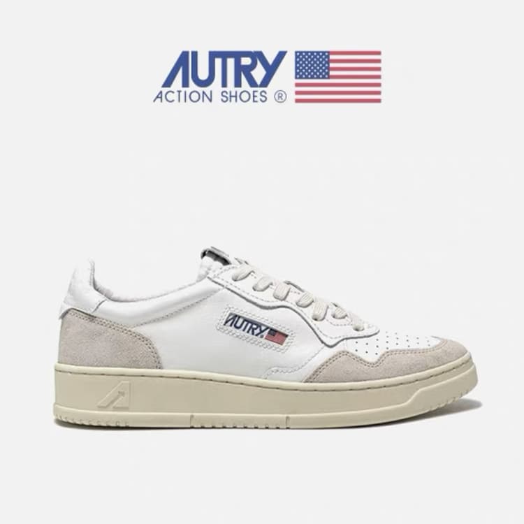 Autry ~ chaussure épissure queue blanche chaussures décontractées rétro bout rond à lacets même Style chaussures sport petites chaussures blanc