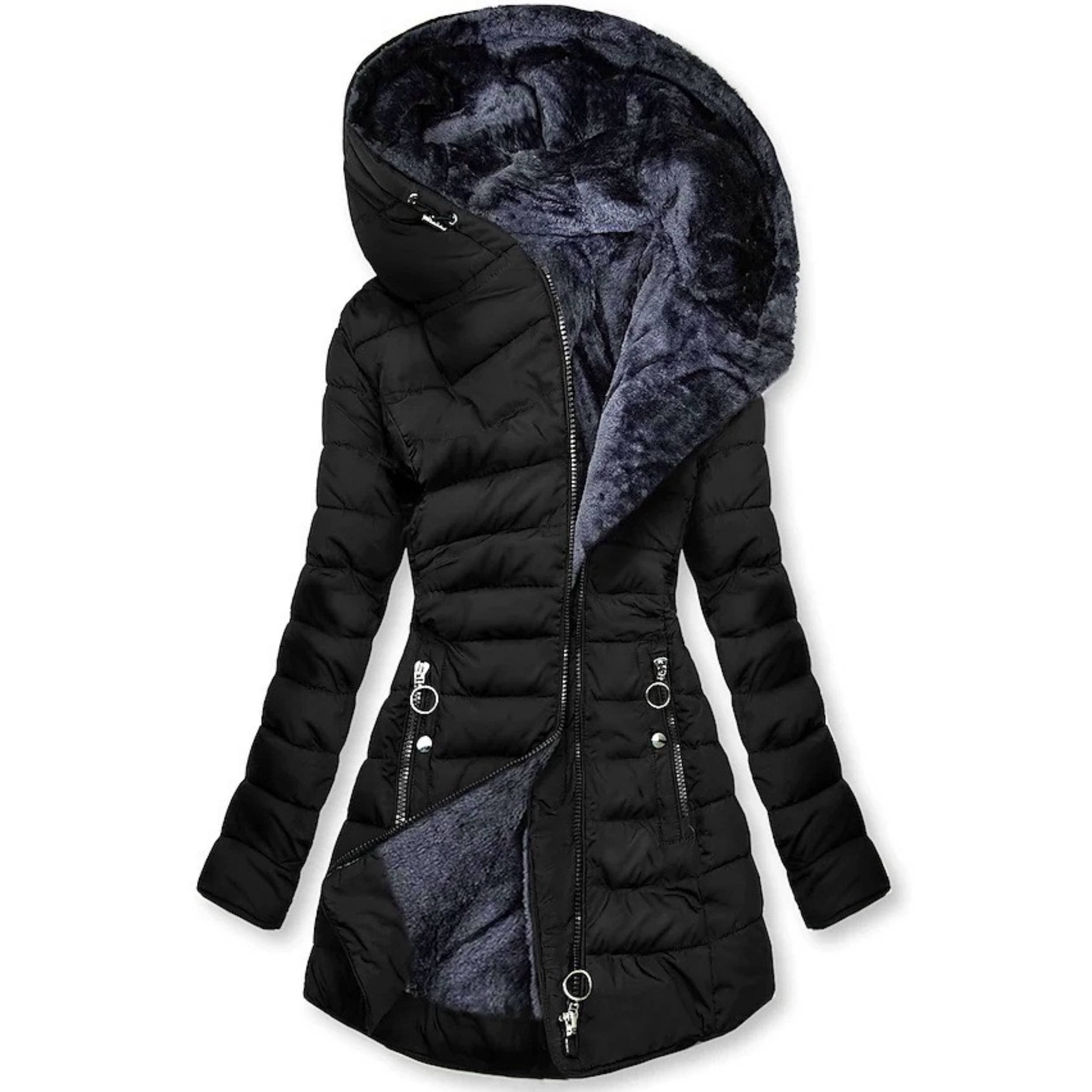 Women's Clothing Hot Selling Hot Plush Hooded Mid-length Diagonal Zipper Cotton Coat For Women