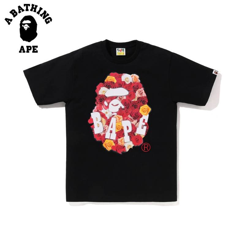 A BATHING APE Rose Ape Head Printed Men's Short Sleeved T-shirt