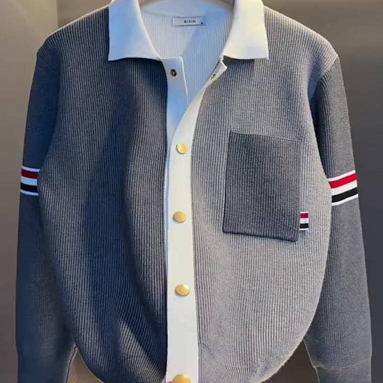 Men's V-Neck Zip-Up Knit Cardigan Lightweight Long Sleeve Pullover Sweater Casual Outerwear For Autumn