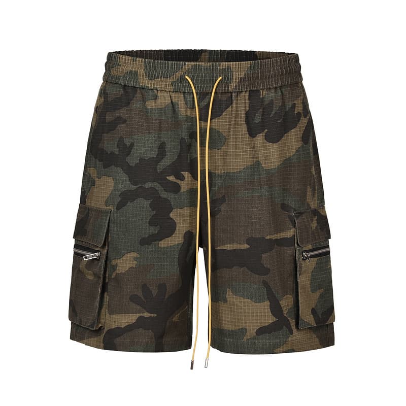 Men's Clothing High Street Accordion Pocket Multi Pocket Washed Camouflage Work Shorts Beach Pants