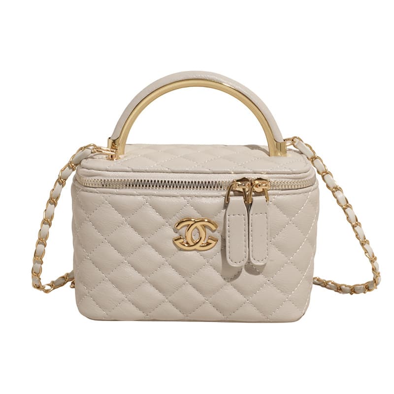 Sac bandoulière carré matelassé brodé à chaîne pour femme, collection printemps 2025