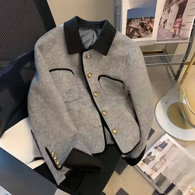 Women's Clothing woolen short coat spring and autumn new style high end fashion temperament lapel top