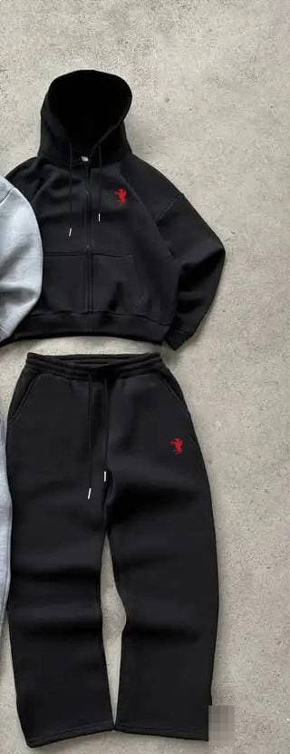 Ensemble sweat à capuche et sweat-shirt tendance avec logo poney et poches pour homme 2026