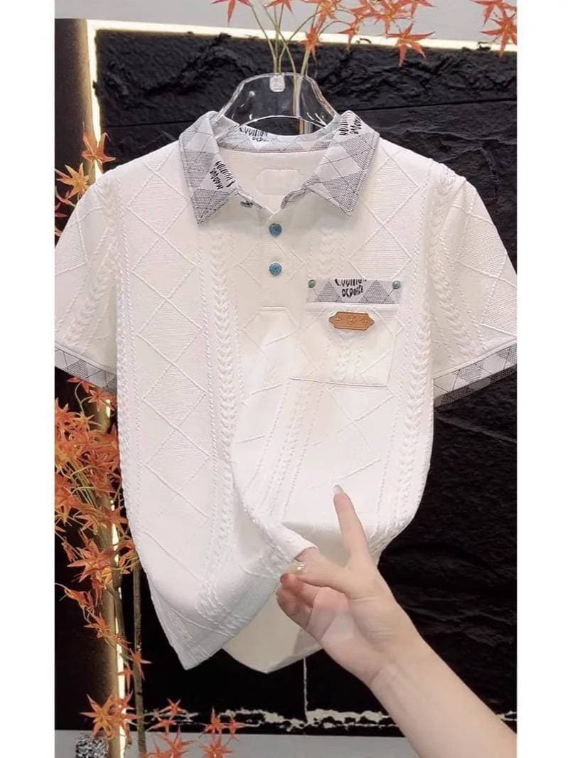 Men's ClothingDesigner-style Unisex Trendy Casual Short-sleeve Polo Shirt With A Color-blocked Design.
