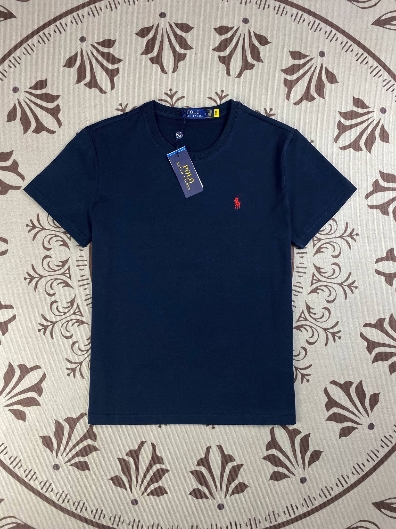 T-shirt à col rond brodé New-Style Paul Pony, 100 % coton uni, manches courtes, unisexe.