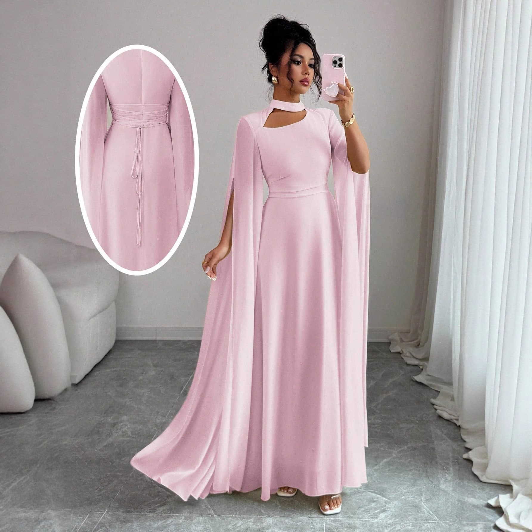 Statement Cape-Back Jumpsuit With Lace-Up Detail – Versatile Elegance From Garden Parties To Gala Nights (5 Colors, S-XXL)