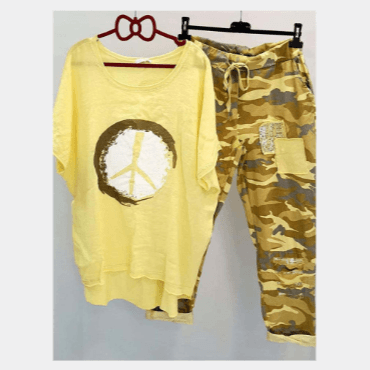 Women’s Clothing New Printed Round Neck Short Sleeve T shirt Pants Western Style Two piece Suit