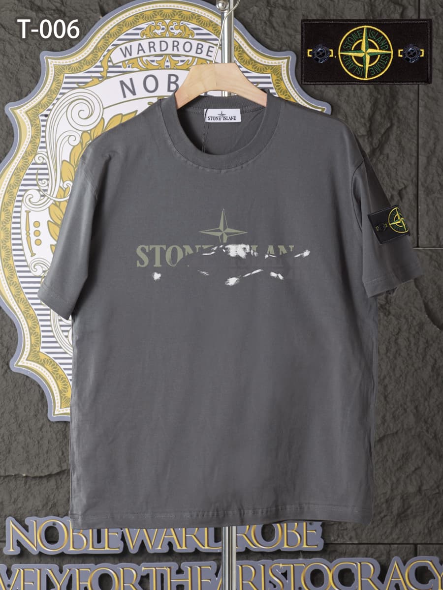 T-006 - T-shirt d'été à manches courtes et col rond en pur coton, haut tendance de haute qualité, léger et respirant pour l'été.