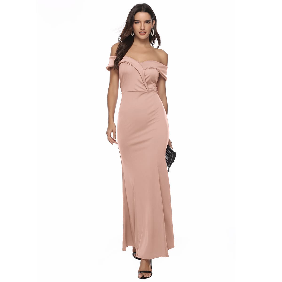 Women's Clothing V Neck Slit Dress Banquet Evening Dress Long Dress