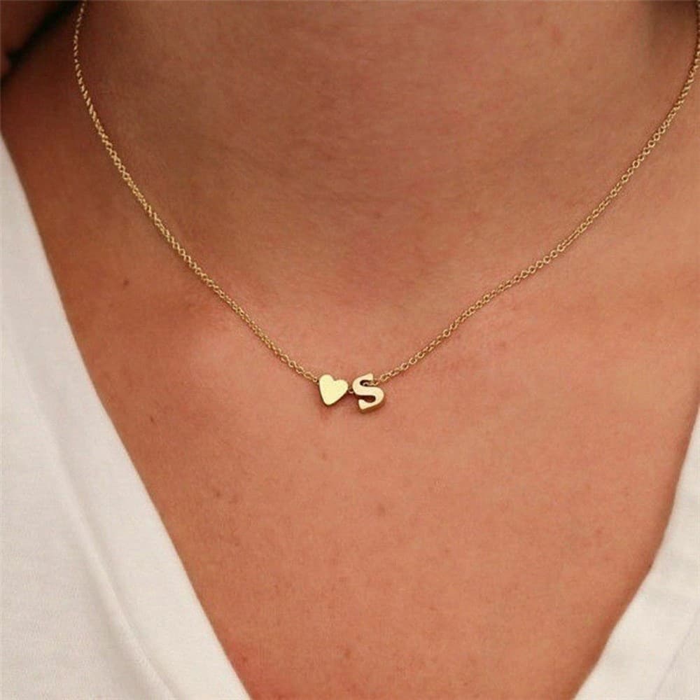 Titanium Steel Love Letter Necklace Female Simple K Stainless Steel 26 English Letter Pendant Clavicle Chain