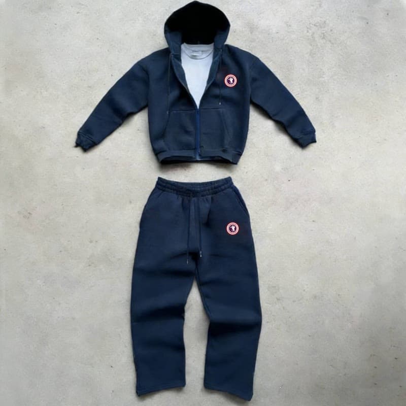 Ensemble cardigan/sweat-shirt doublé polaire pour homme, veste à capuche imprimée style américain, pantalon de survêtement à jambes larges, deu