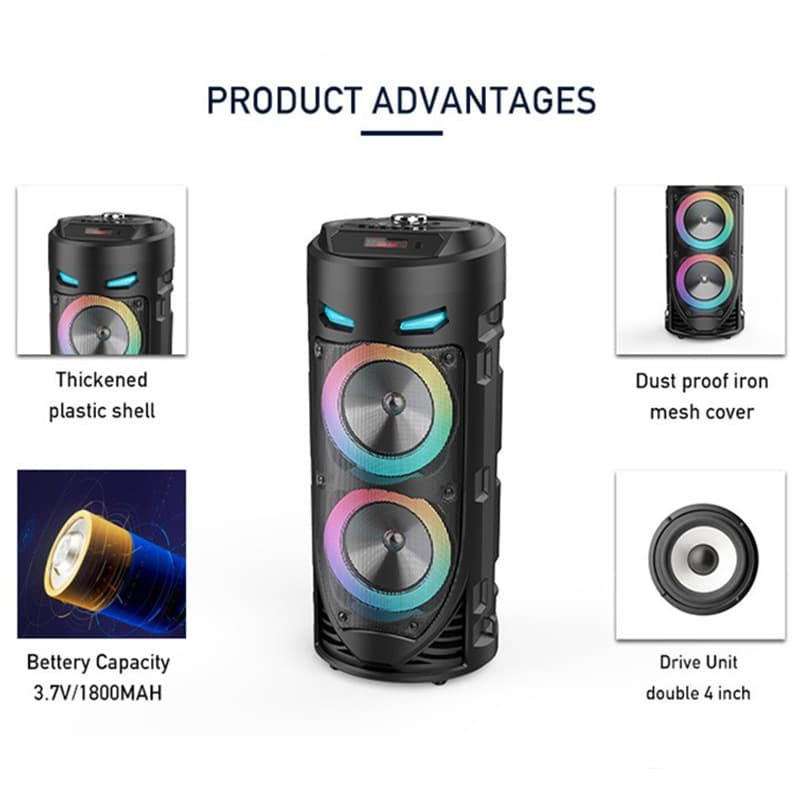 Cross-Border ZQS4239 Dual 4inch Multi-Functional Subwoofer Portable Outdoor Bluetooth Mobile Square Karaoke Speaker Durability Upgrade