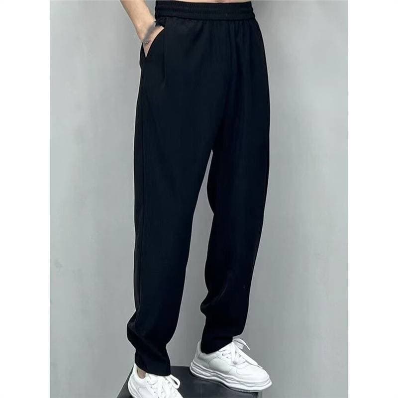 New Drape Ice Silk Nine-inch Casual Pants For Men, Summer Straight-leg Loose Wide-leg Pants, Trendy Brand Sports Pants