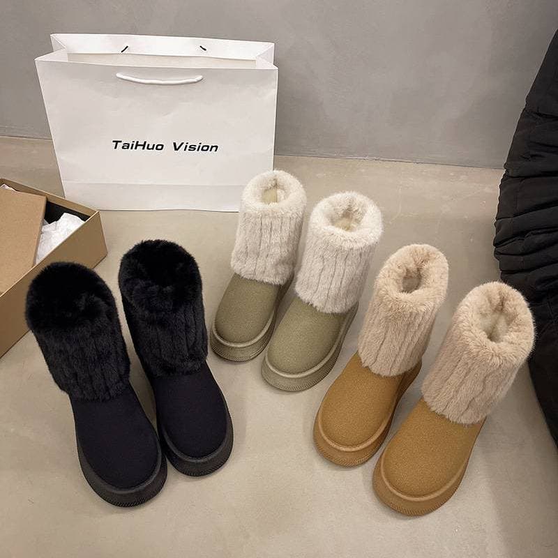 Women's Platform Snow Boots – Chunky Winter Shoes (Faux Fur Lined & Non-Slip)​