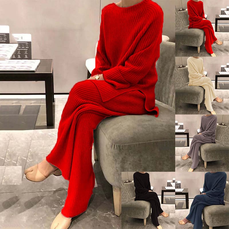 Women's slim elegant knit two-piece set sweater