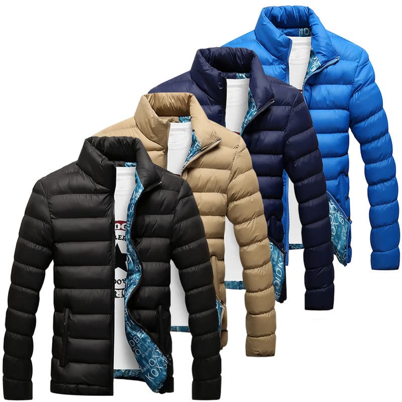 Men’s Slim-Fit Cotton Padded Jacket – Street Style – Stand Collar – Winter Coat For Youth – Navy/Black/Burgundy/Sky Blue (M-6XL)