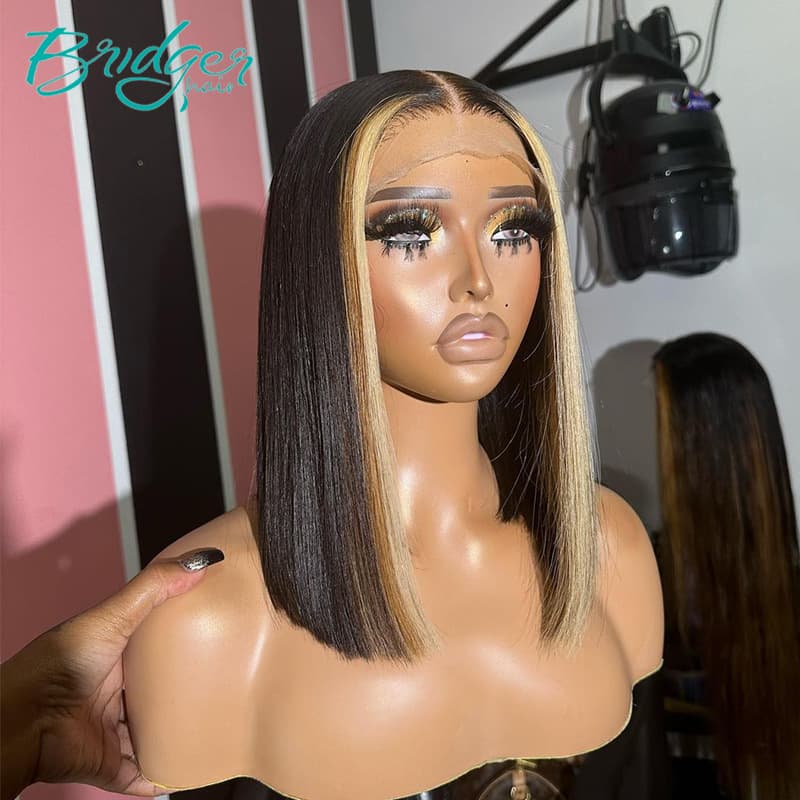 Synthetic Hair 13*4 Double Drawnbob Pick Two Wisps Of 8 And 27 Wigs
