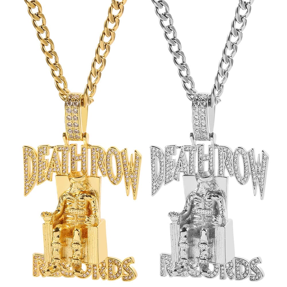 DEATHROW New Cuban Chain King Necklace Zircon Pendant Trendy Hip-Hop Jewelry