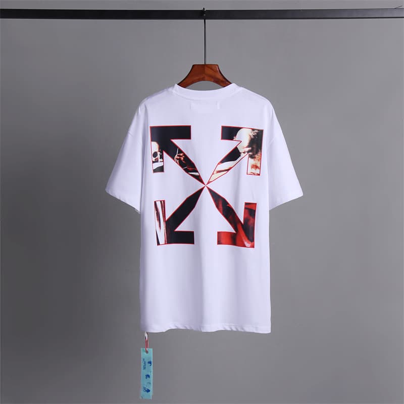 L'expérience de longue date de l'utilisation du ruban adhésif OFF avec impression de flèche OW T-shirt à manches courtes pour homme, coupe ample,