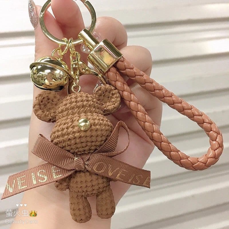 Yarn Violent Bear Car Keychain Chain Creative Personality Exquisite Women's Backpack Pendant Cute Cartoon Decoration