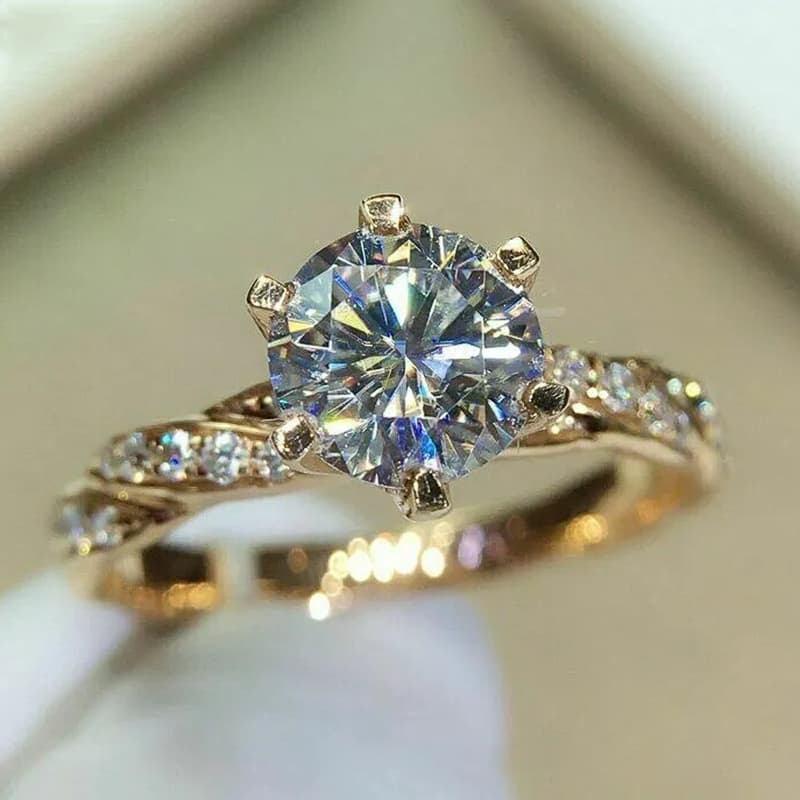 Fashion Huitan Women Wedding with Sparkg Cubic Zirconia Gold Color Proposal Engagement Rings for Lover Fashion Jewelry