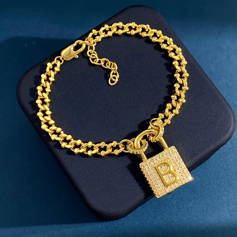 hot selling diamond lock B letter pendant bracelet fashionable internet celebrity personality trendy ins style accessories