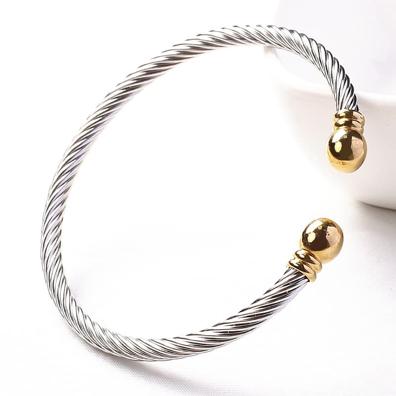 Fashion Titanium Steel Bracelet Female Jewelry Twisted Wire C Shaped Twist Bracelet Gold Plated Boutique Couple Jewelry