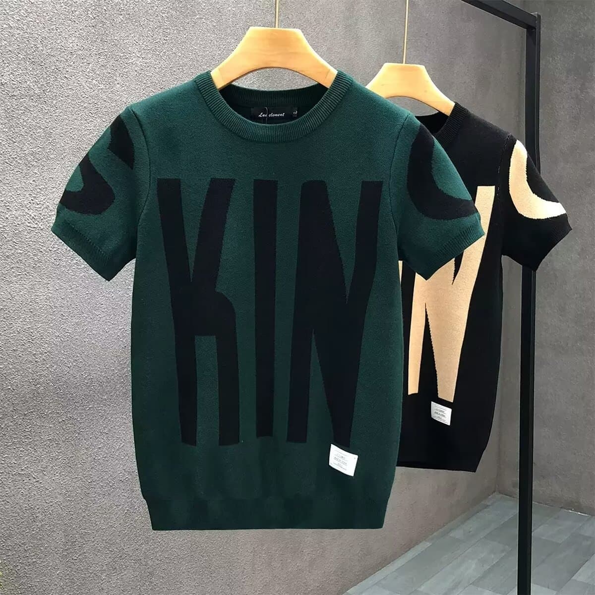 Men's Clothing Short Sleeved Men's Knitted Sweater T Shirt Slim Fit Fashion Youth Bottoming Shirt Half Sleeved Trendy Brand Jacquard Top