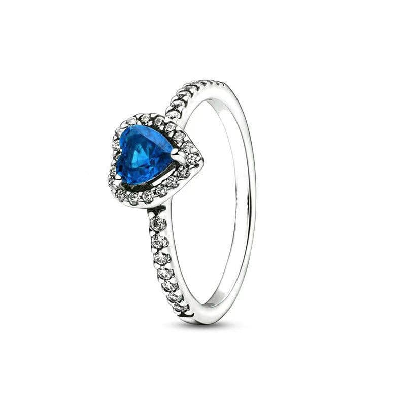 Bague Panjia Duola en cuivre plaqué argent, série Noble, cœur rouge, rose et blanc