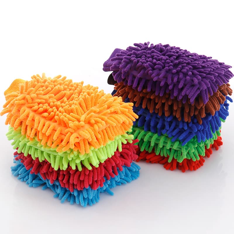 Car Double-sided Schneier Car Washing Coral Fleece Cloth Gloves, Home Cleaning Gloves