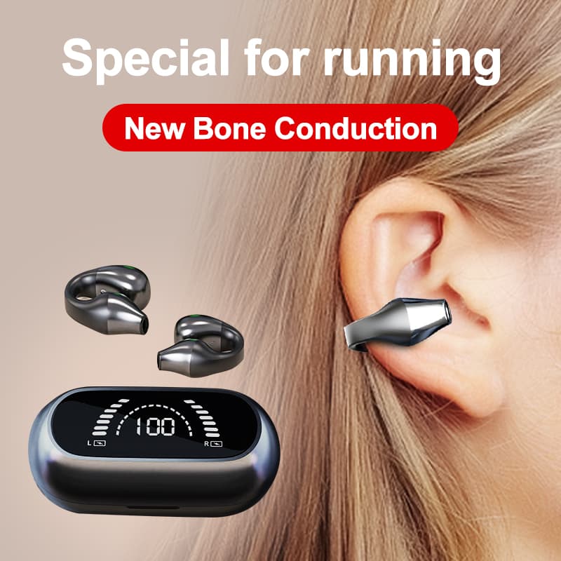 2024 NEW Bone Conduction Earphone Bluetooth 5.2 Ear Clip on Ear Earring Wireless Headphones Sports Headsets Ear Hook with Mic