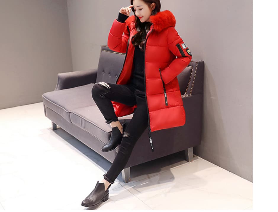 Veste d'hiver coréenne cintrée et chaude pour femme, matelassée en coton, manteau long grande taille pour femme