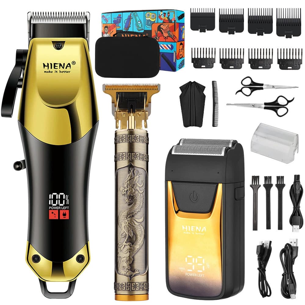 Professional Cordless Hair Clipper – LCD Display, 3H Runtime, Gold/Black Luxury Design, Detachable Blade For Salon & Home Use