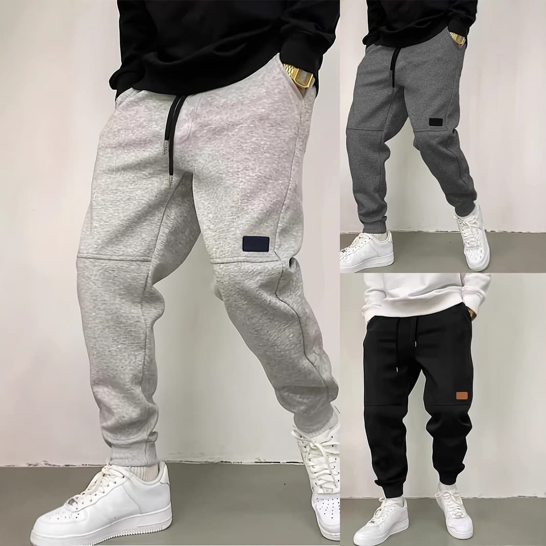 Men's Clothing New Solid Color Sweatpants High Street Fashion Retro Casual Cuff Trousers