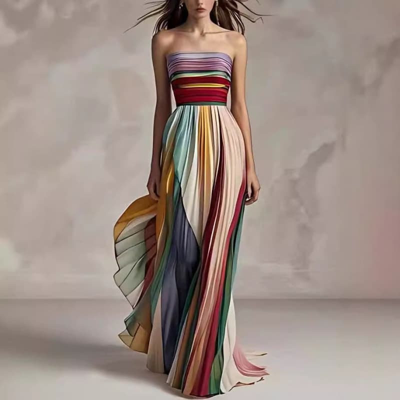 Robe longue bustier à imprimé floral – Robe de soirée longue et sexy pour femme, mélange coton-polyester, style bohème chic et streetwear