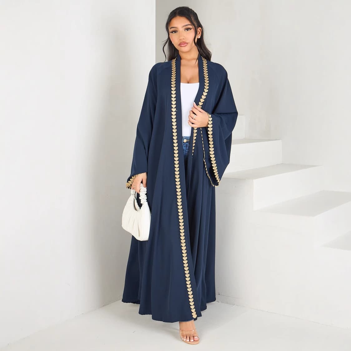 Spring And Summer Beautiful Loose Border Cardigan Abaya