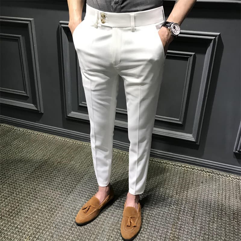 [MetroSlim] Men's Tailored Trousers - Slim Fit 9-Point Hem | Smart Casual Dress Pants